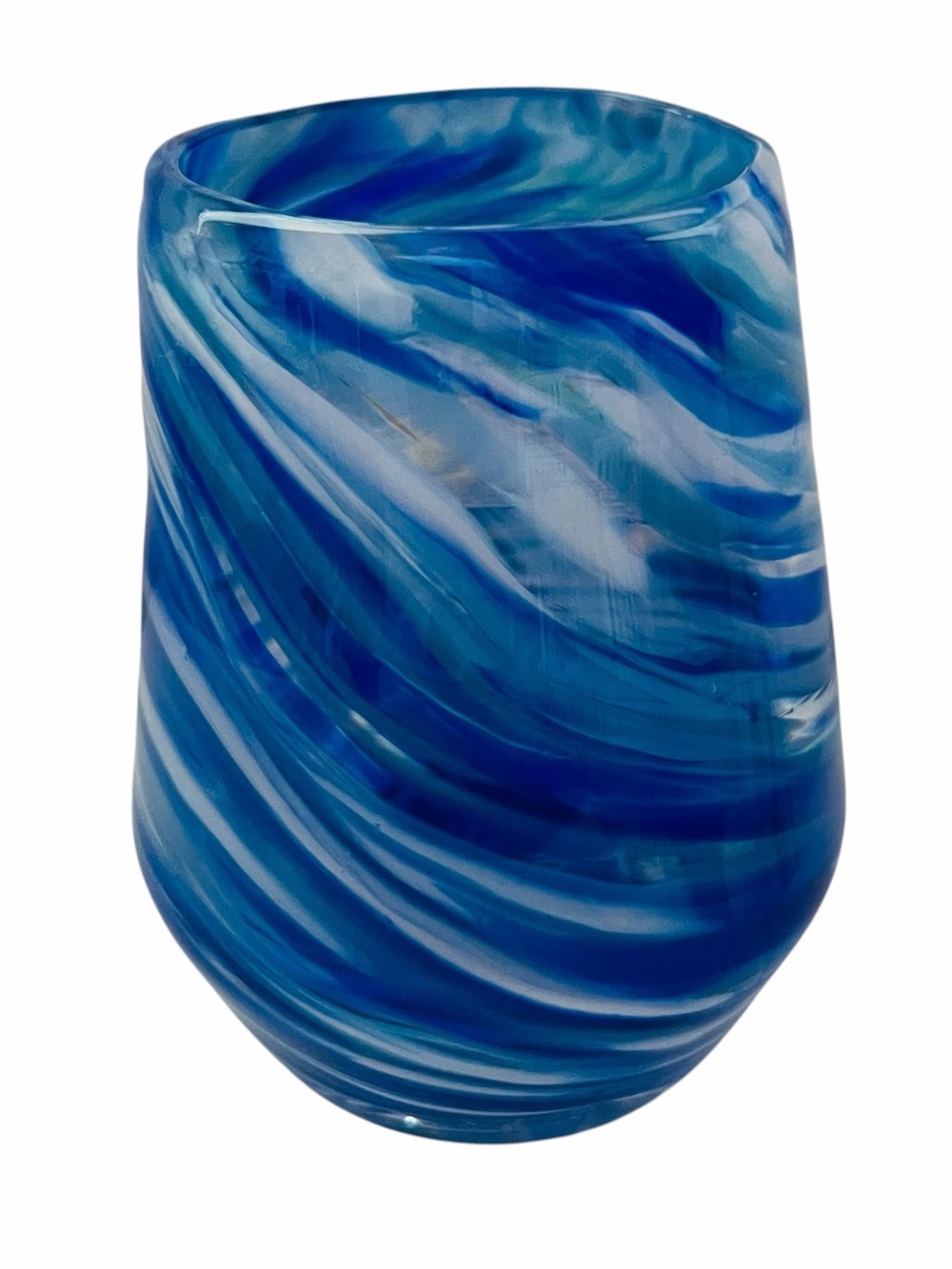 Veuro Marbled Hand-Blown Swirl Art Glass Vase